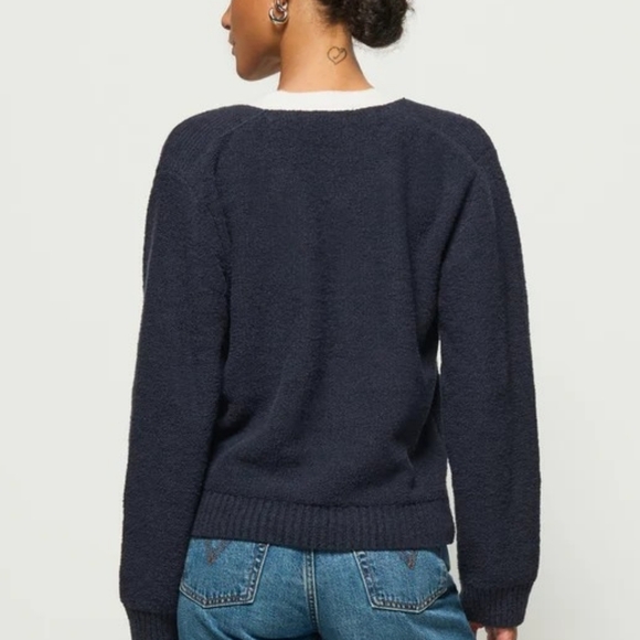 Nation Los Angeles Navy/White Cardigan V-Neck With Gold Buttons - Picture 5 of 16